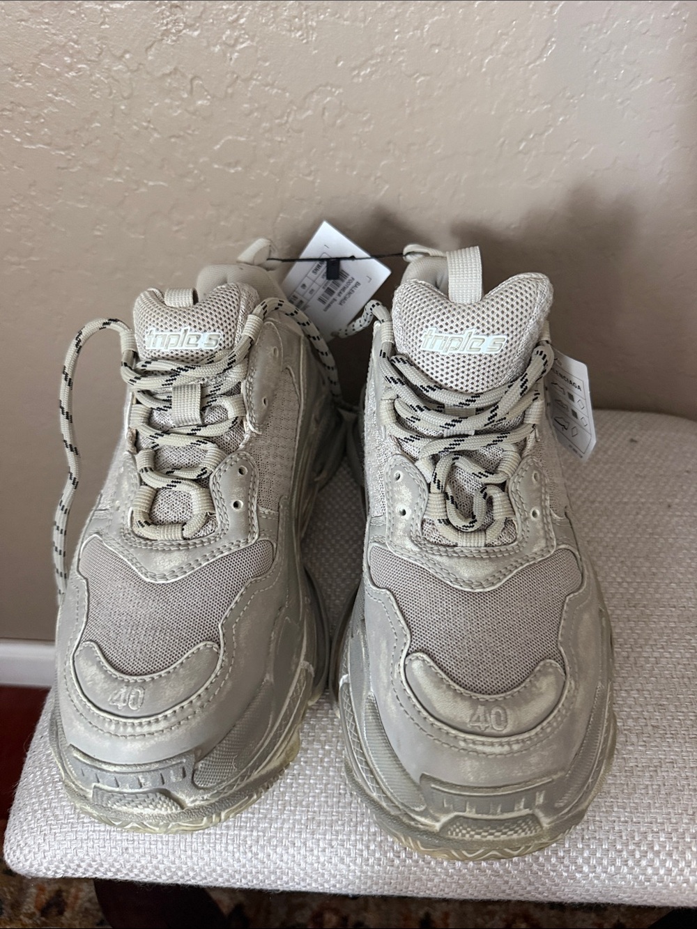 Balenciaga Beige/Tan Triple S  Chunky Sneakers - New Never Worn Size 40